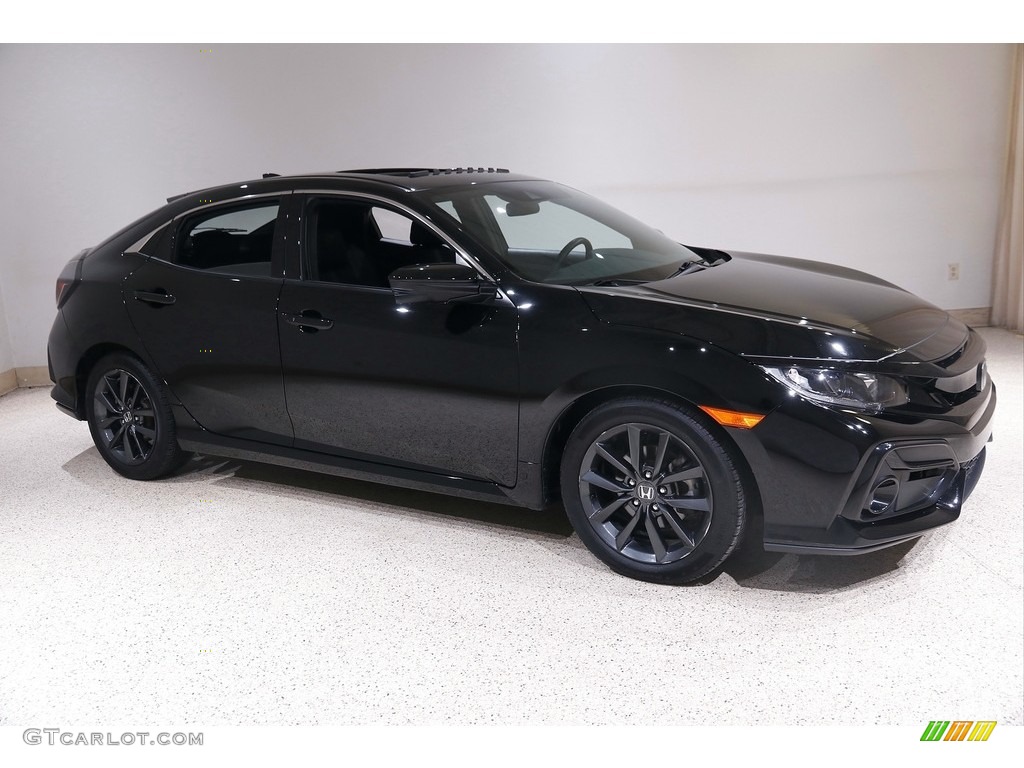 Crystal Black Pearl 2021 Honda Civic EX Hatchback Exterior Photo #145400980