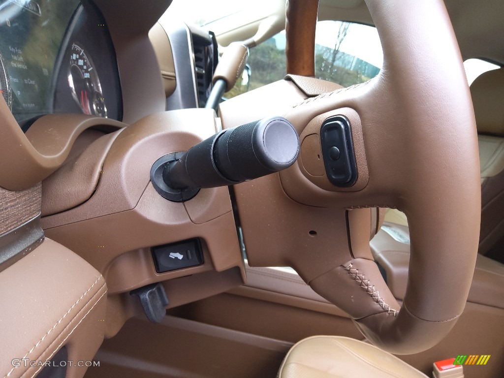 2022 Ram 3500 Limited Longhorn Crew Cab 4x4 Brown/Light Mountain Brown Steering Wheel Photo #145404414