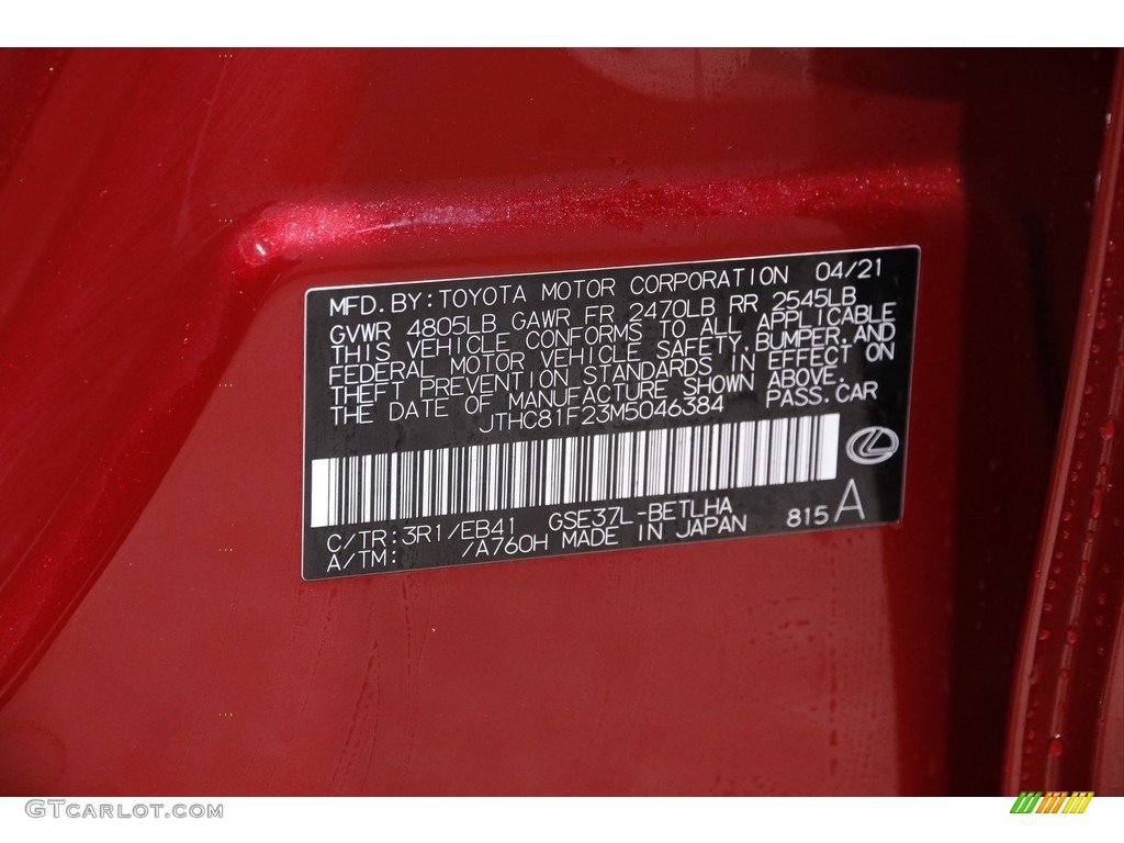 2021 IS Color Code 3R1 for Matador Red Mica Photo #145411174