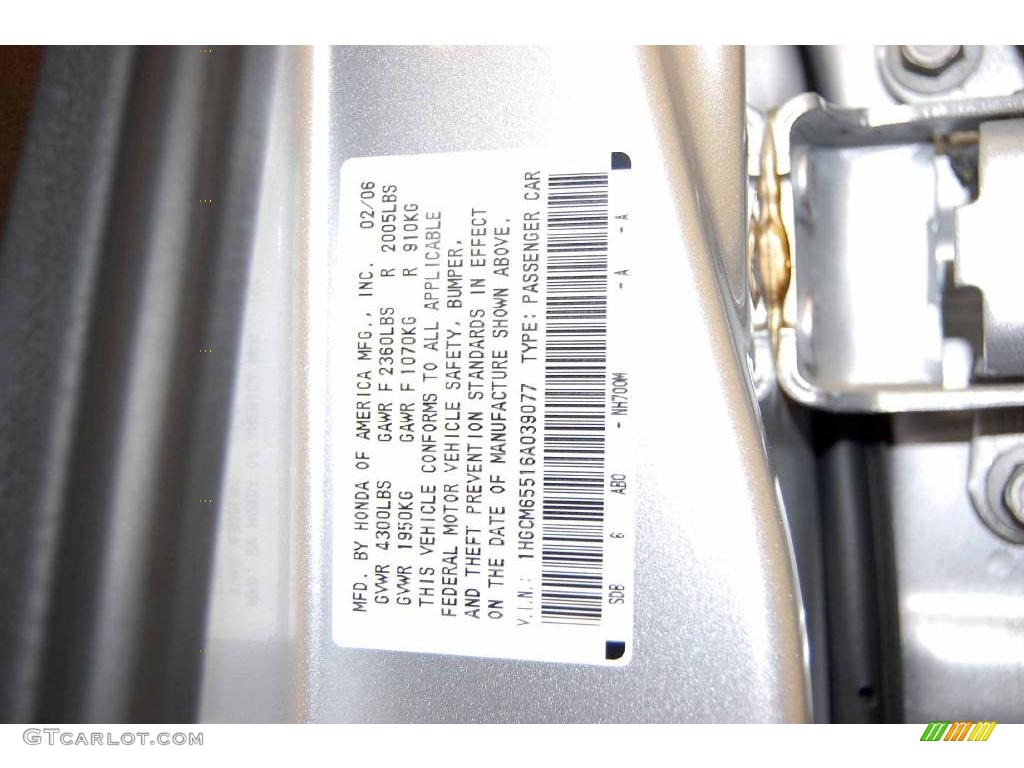 2006 Accord EX-L V6 Sedan - Alabaster Silver Metallic / Black photo #19