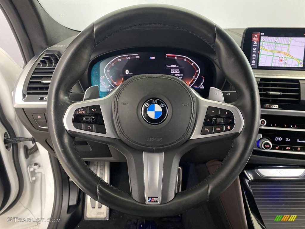 2020 BMW X4 xDrive30i Mocha Steering Wheel Photo #145416079