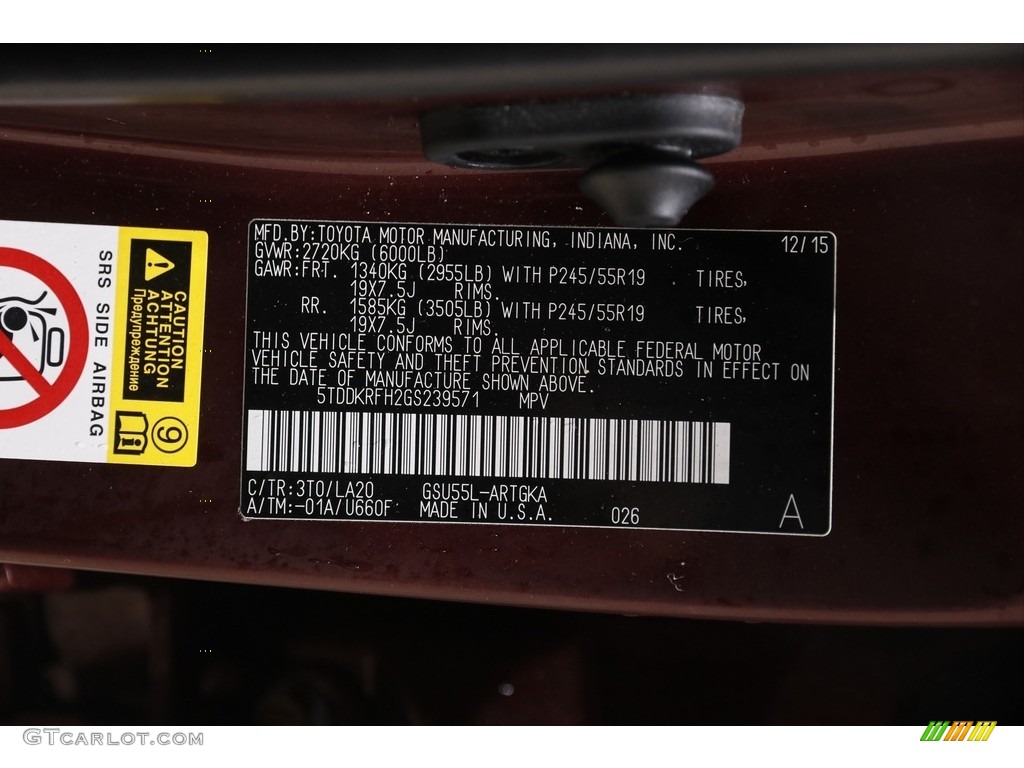 2016 Highlander Limited AWD - Ooh La La Rouge Mica / Black photo #24
