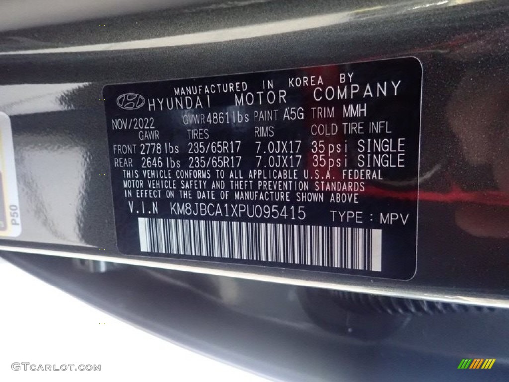 2023 Tucson Color Code A5G for Amazon Gray Photo #145420110