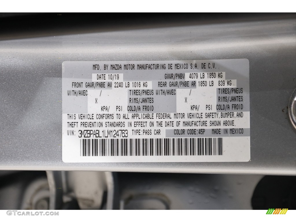 2020 MAZDA3 Sedan - Sonic Silver Metallic / Black photo #20