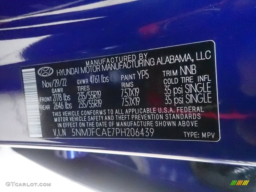 2023 Tucson Color Code YP5 for Intense Blue Photo #145422105