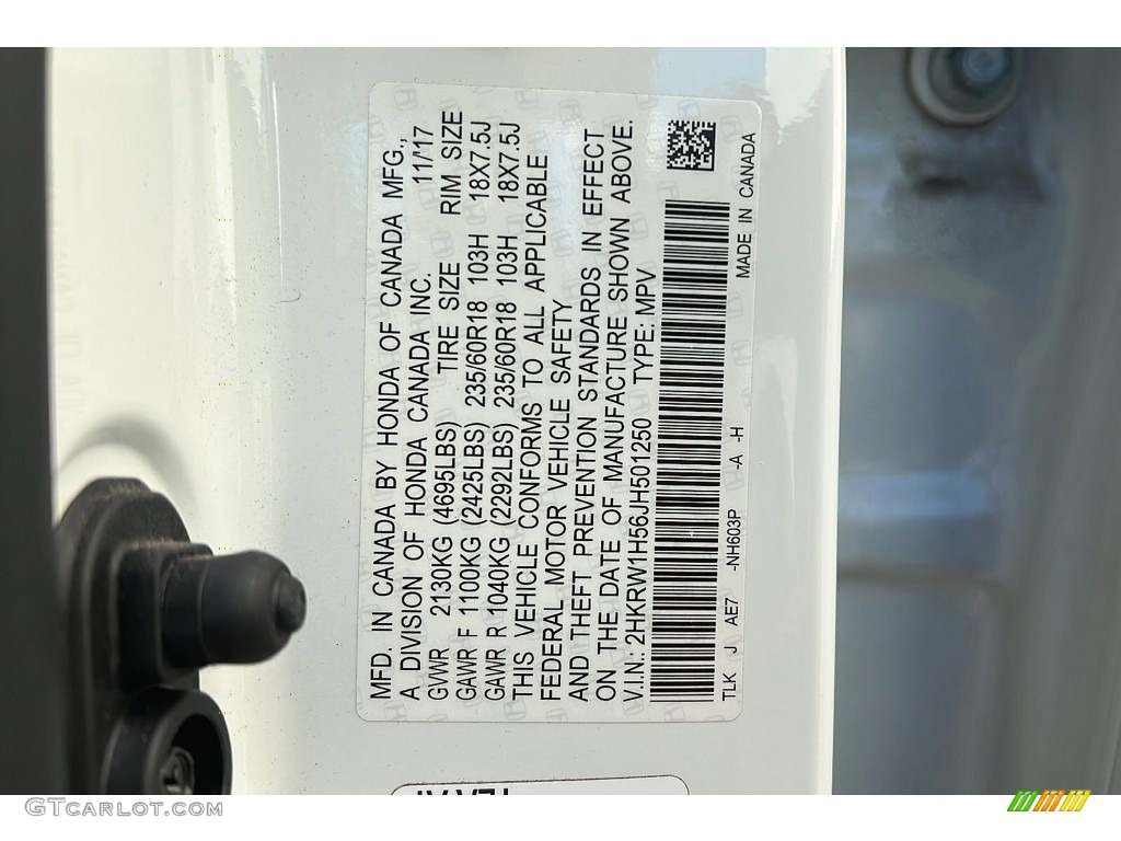 2018 CR-V EX - White Diamond Pearl / Black photo #33