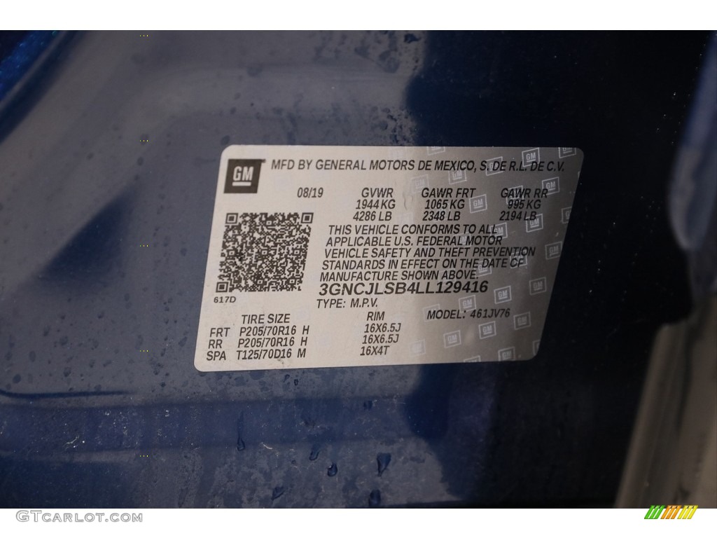 2020 Trax LT - Pacific Blue Metallic / Jet Black/Brandy photo #20