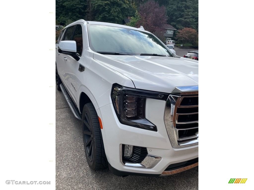 2021 Yukon XL SLT 4WD - White Frost Tricoat / Dark Walnut/­Slate photo #5