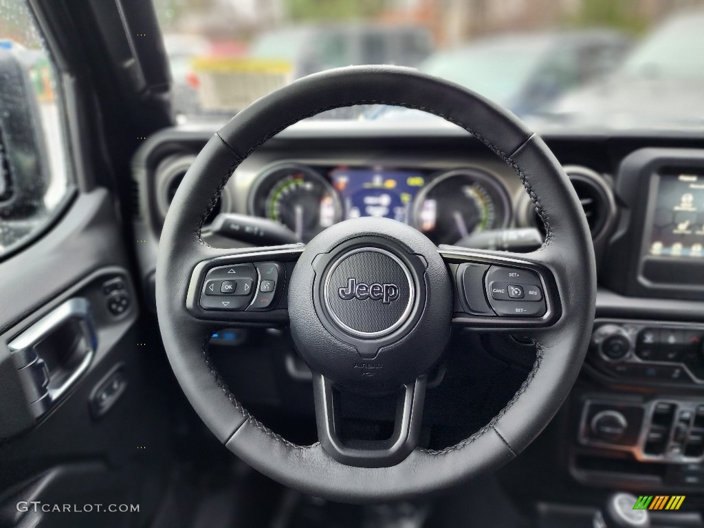 2023 Jeep Wrangler Unlimited Willys 4XE Hybrid Black Steering Wheel Photo #145427490
