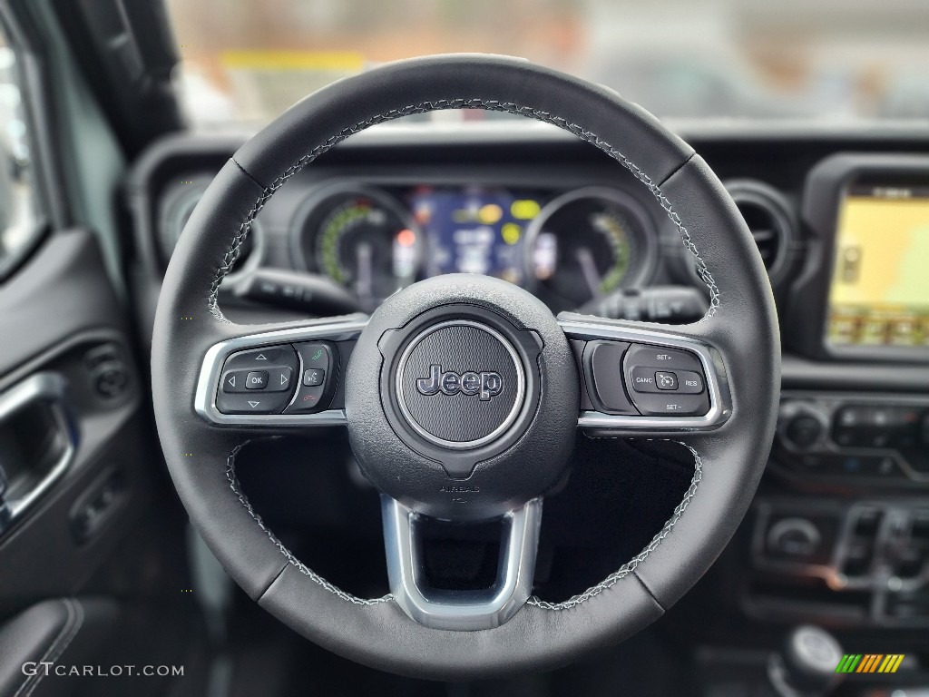 2023 Jeep Wrangler Unlimited Sahara 4XE Hybrid Black Steering Wheel Photo #145428168