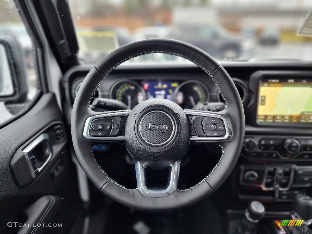 2023 Jeep Wrangler Unlimited Sahara 4XE Hybrid Black Steering Wheel Photo #145428501