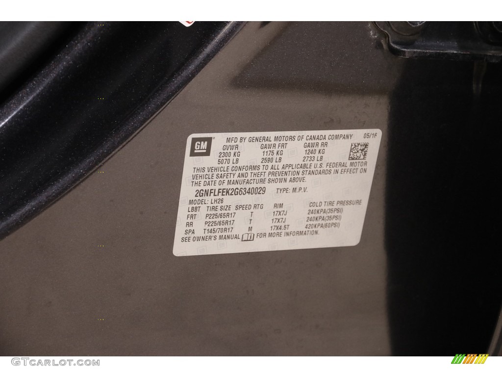 2016 Equinox LT AWD - Tungsten Metallic / Jet Black photo #21