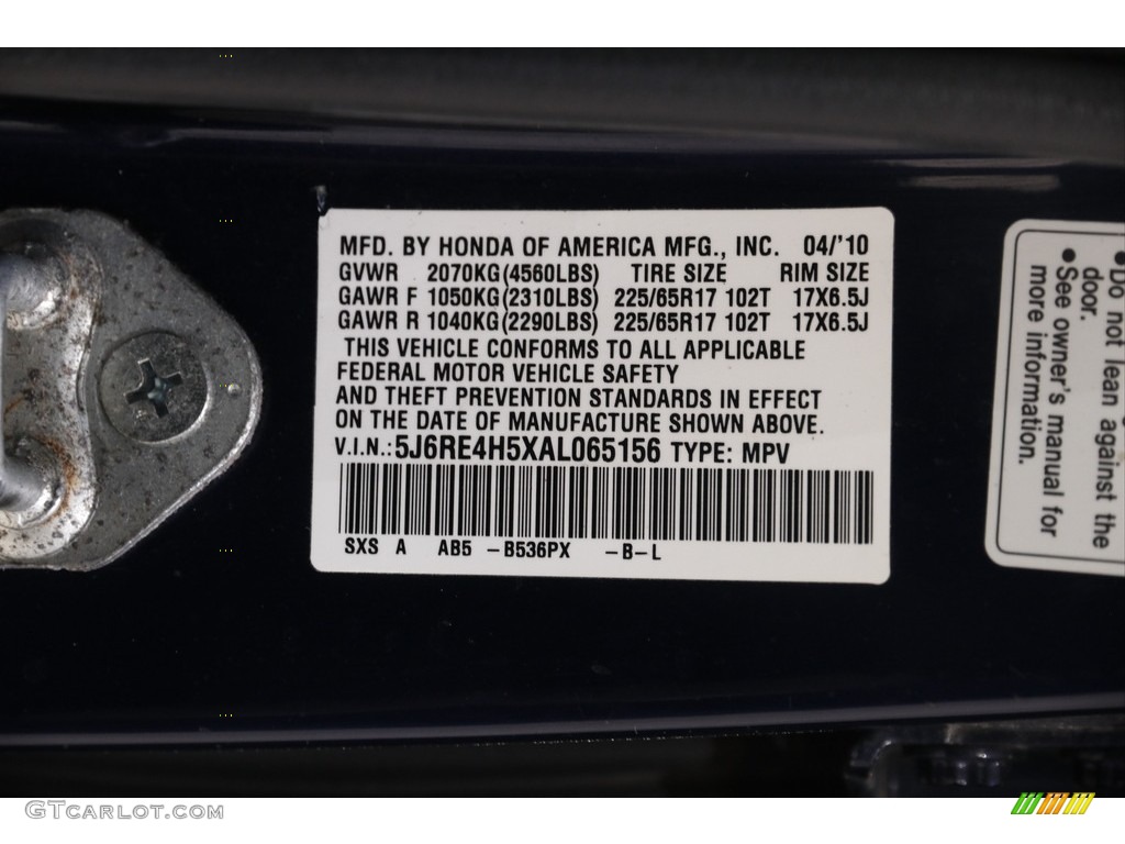 2010 CR-V EX AWD - Royal Blue Pearl / Gray photo #17