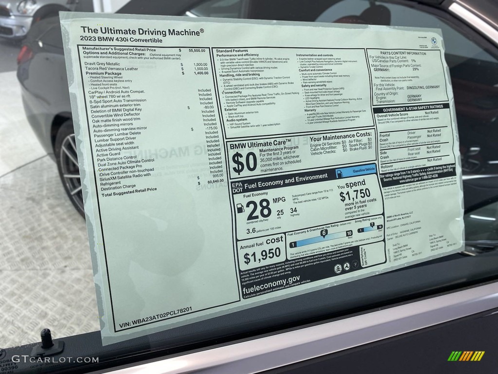 2023 BMW 4 Series 430i Convertible Window Sticker Photo #145441069