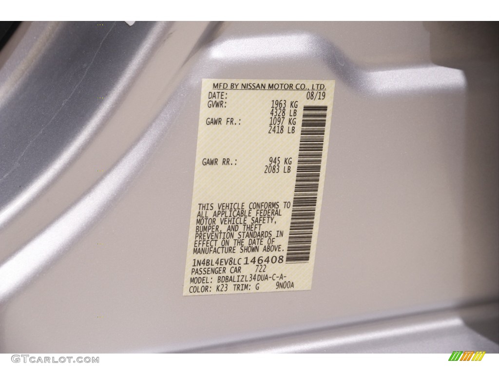 2020 Altima SL - Brilliant Silver Metallic / Charcoal photo #22