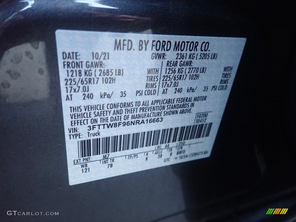 2022 Ford Maverick XLT AWD Color Code Photos