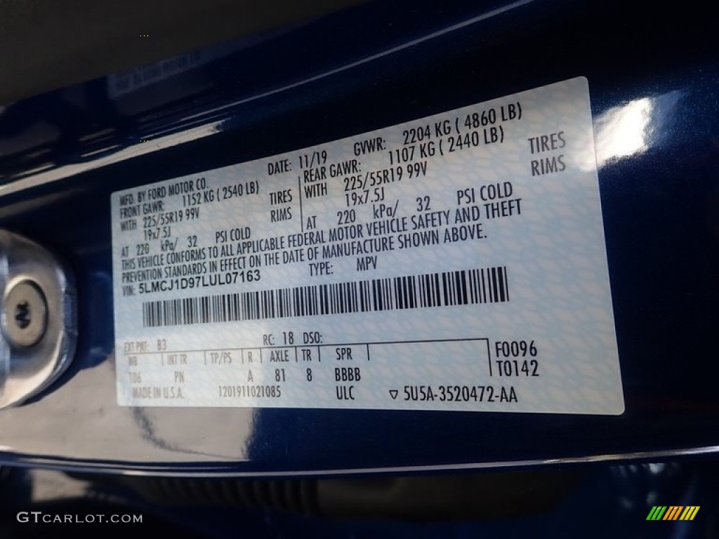 2020 Corsair Color Code B3 for Artisan Blue Photo #145447678