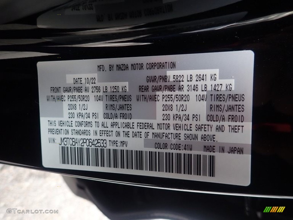 2023 CX-9 Color Code 41W for Jet Black Mica Photo #145447690