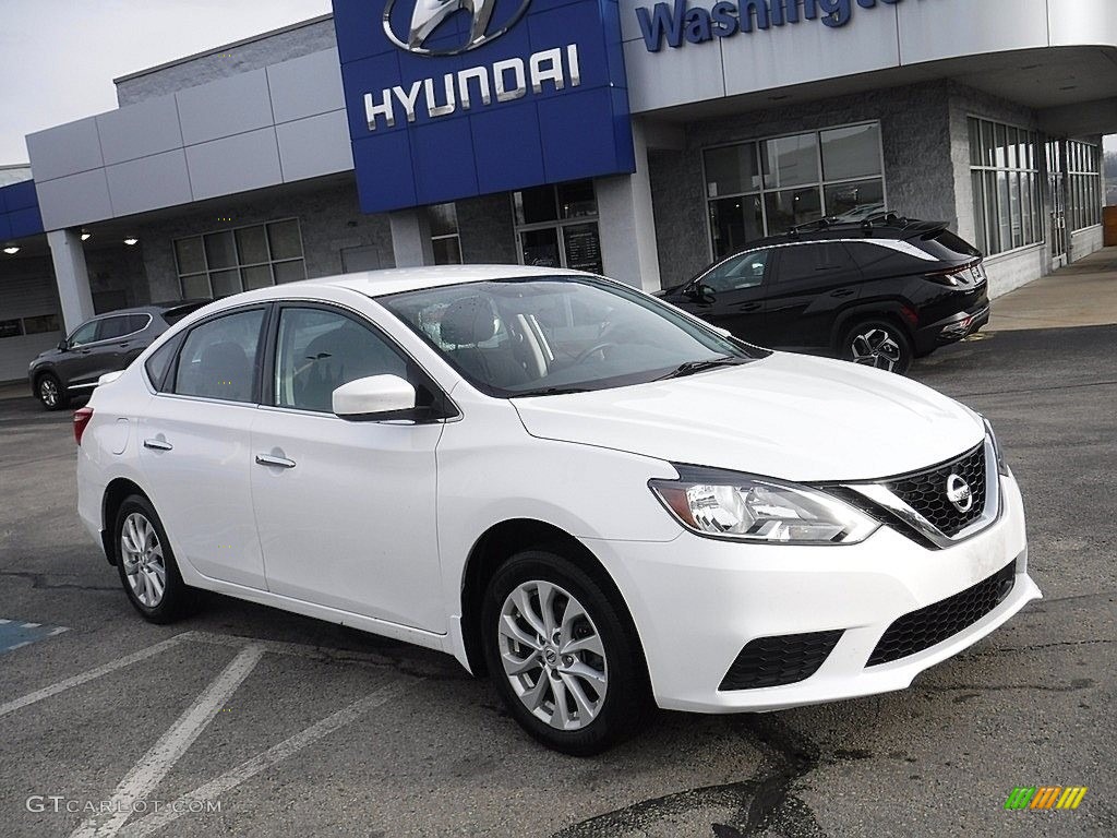 2019 Sentra SV - Aspen White Tricoat / Charcoal photo #1