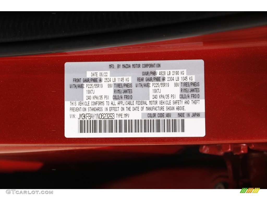 2022 Mazda CX-5 Turbo AWD Color Code Photos