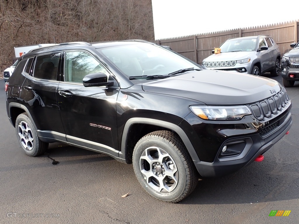 Diamond Black Crystal Pearl 2022 Jeep Compass Trailhawk 4x4 Exterior Photo #145455490