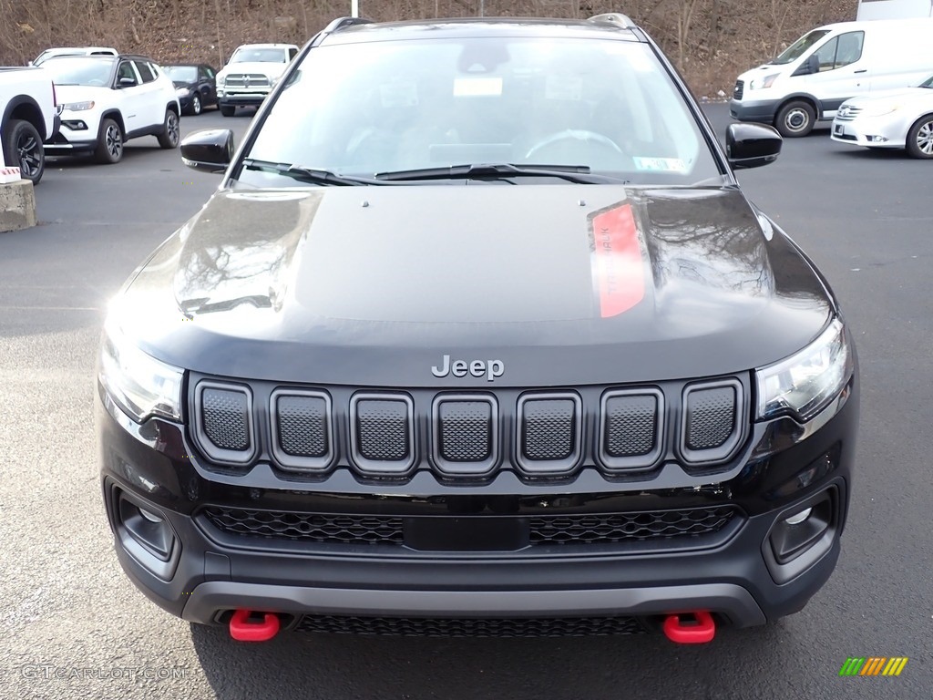 2022 Compass Trailhawk 4x4 - Diamond Black Crystal Pearl / Black/Ruby Red photo #9