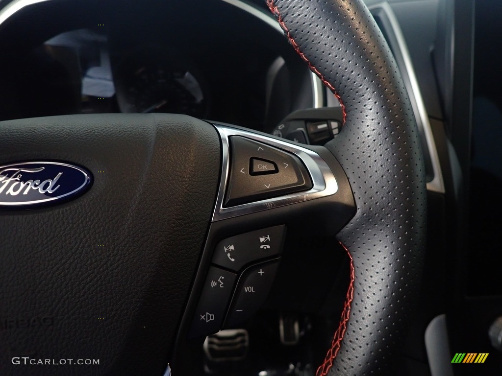 2021 Ford Edge ST-Line AWD Ebony Steering Wheel Photo #145458492