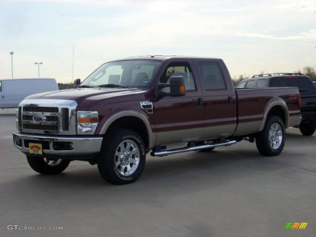 2008 F250 Super Duty Lariat Crew Cab 4x4 - Dark Toreador Red / Camel photo #1