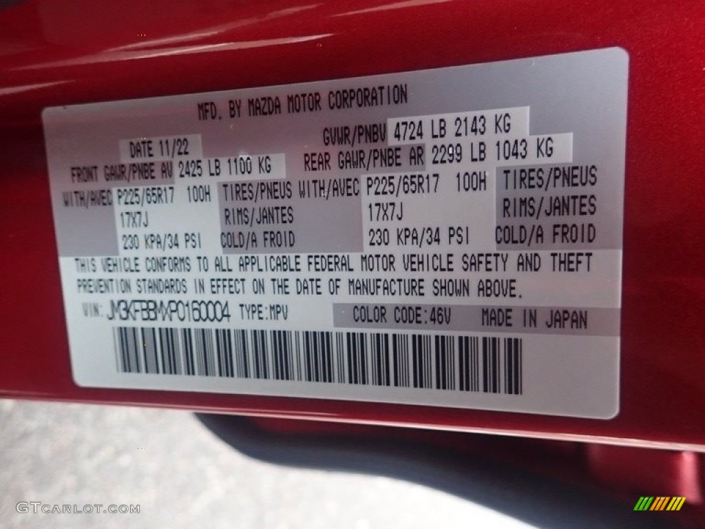 2023 CX-5 Color Code 46V for Soul Red Crystal Metallic Photo #145467874