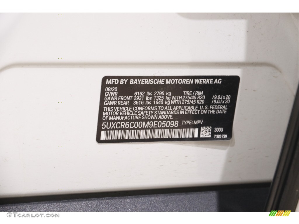2021 X5 Color Code 300 for Alpine White Photo #145469861