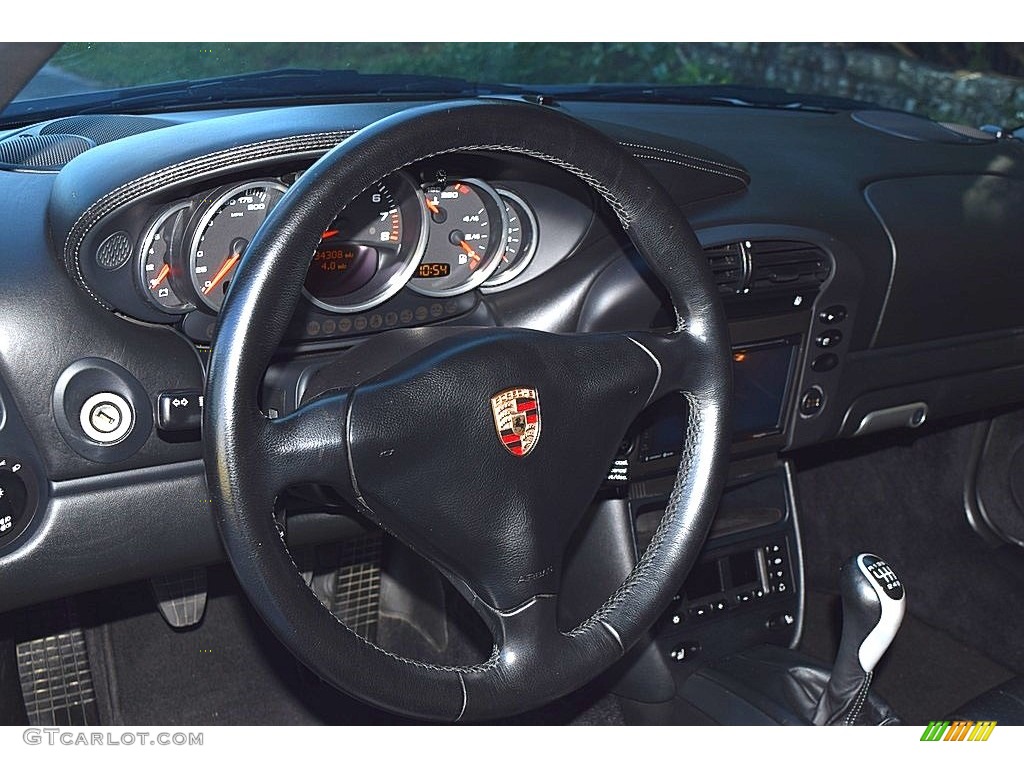 2002 Porsche 911 Carrera 4S Coupe Black Steering Wheel Photo #145471476