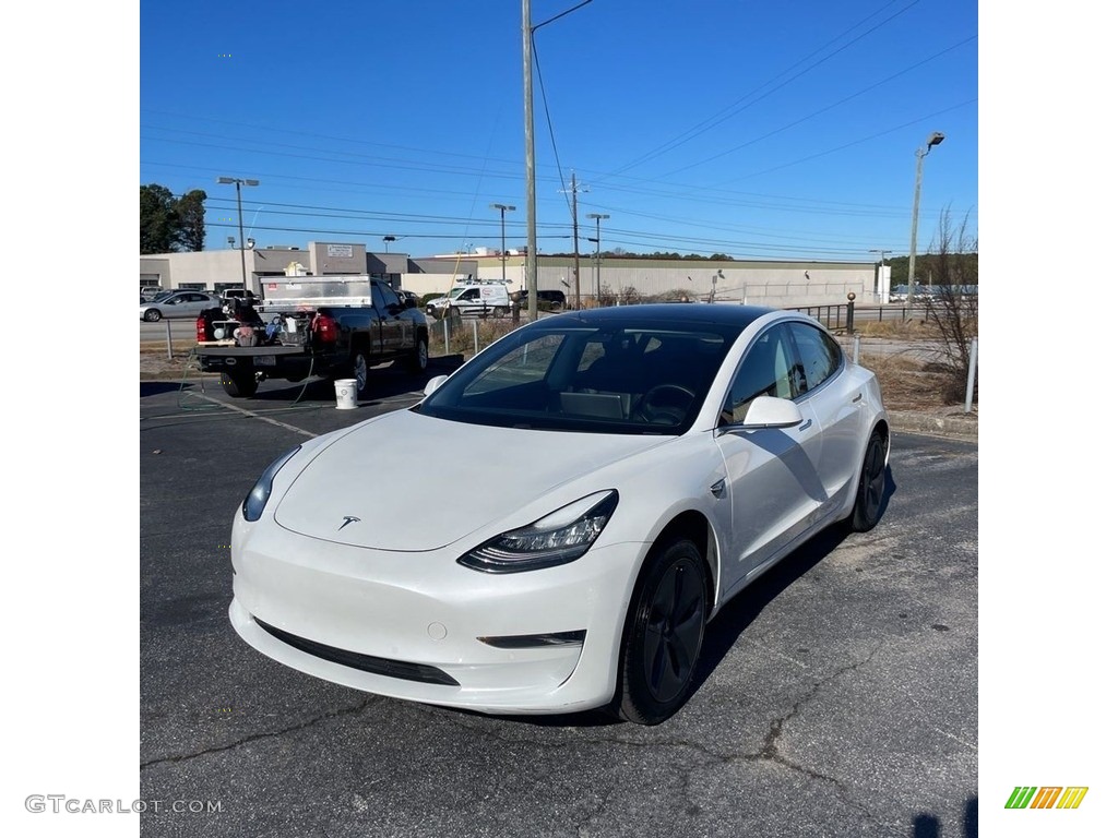 2020 Model 3 Standard Range Plus - Pearl White Multi-Coat / Black photo #1