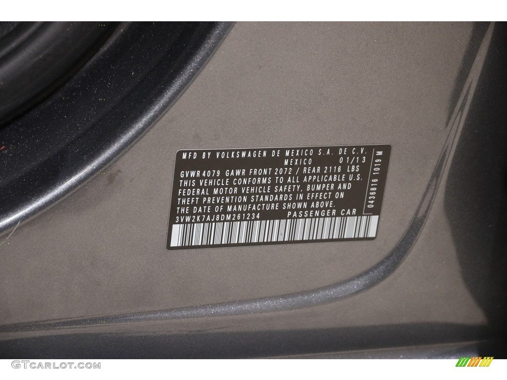 2013 Jetta S Sedan - Platinum Gray Metallic / Titan Black photo #17