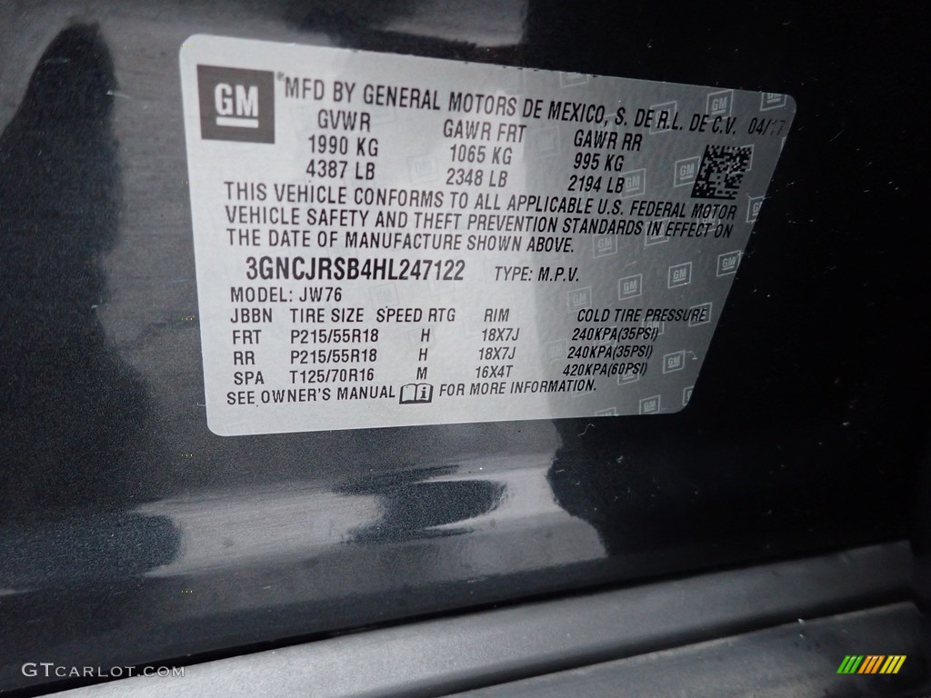2017 Trax Premier AWD - Nightfall Gray Metallic / Jet Black photo #30
