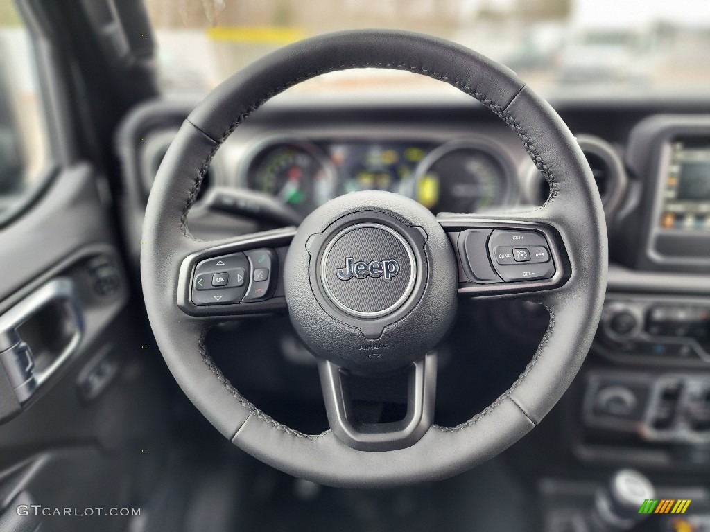 2023 Jeep Wrangler Unlimited Sahara 4XE Hybrid Black Steering Wheel Photo #145474572
