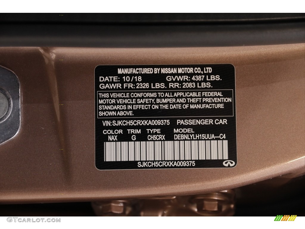 2019 Infiniti QX30 Essential AWD Color Code Photos