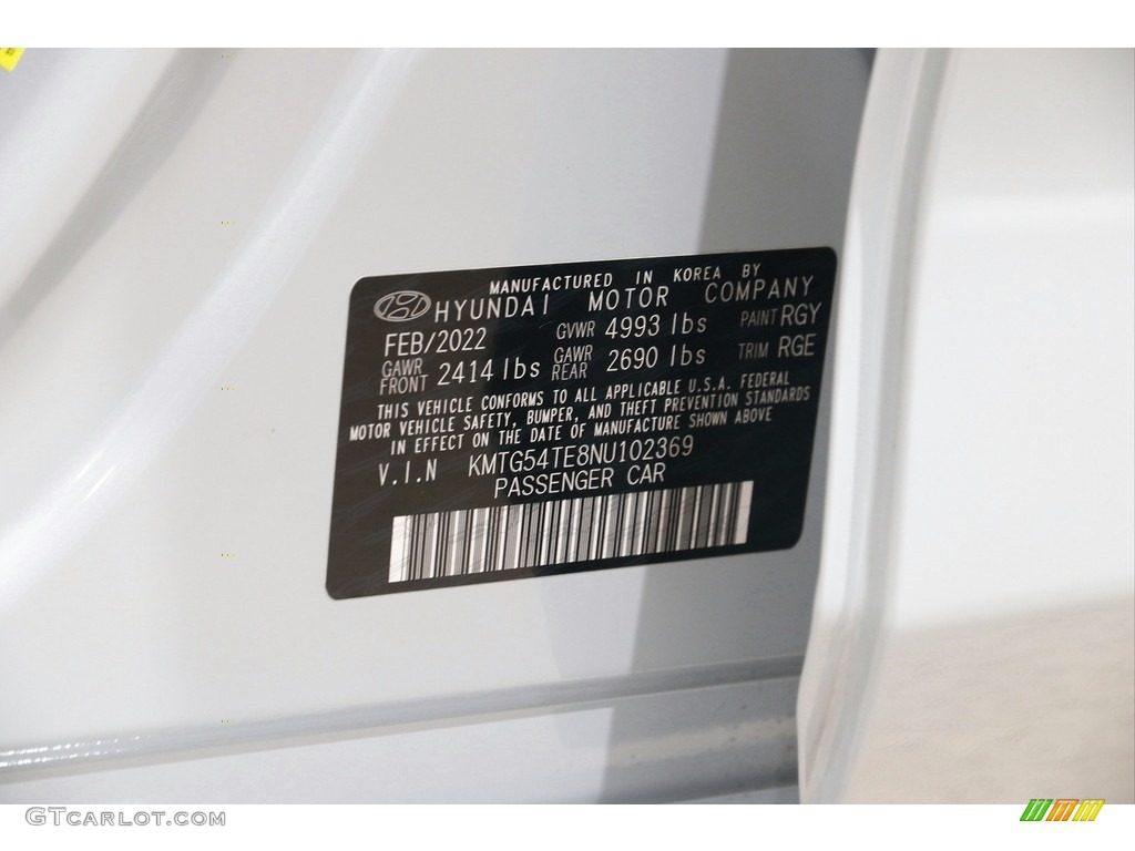 2022 G70 Color Code RGY for Siberian Ice Photo #145483506