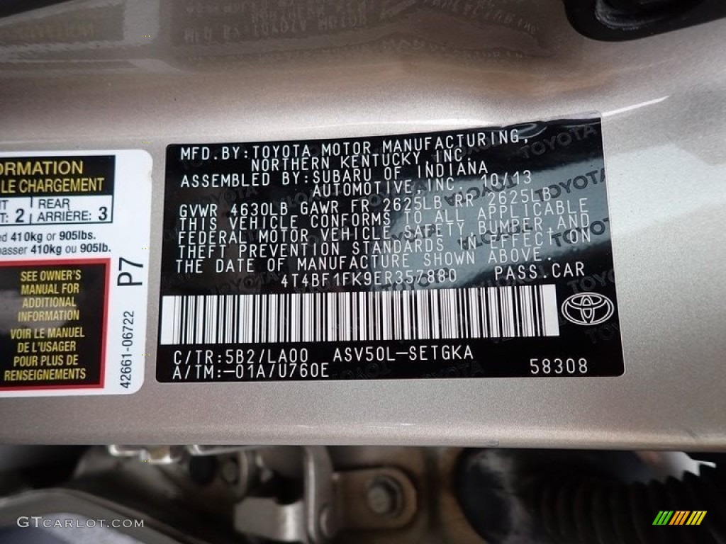 2014 Camry XLE - Creme Brulee Metallic / Ivory photo #15