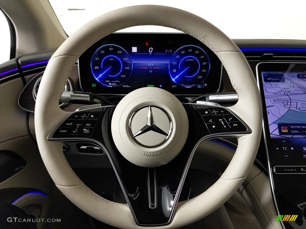 2023 Mercedes-Benz EQS 450+ 4Matic Sedan Macchiato Beige/Space Gray Steering Wheel Photo #145500326