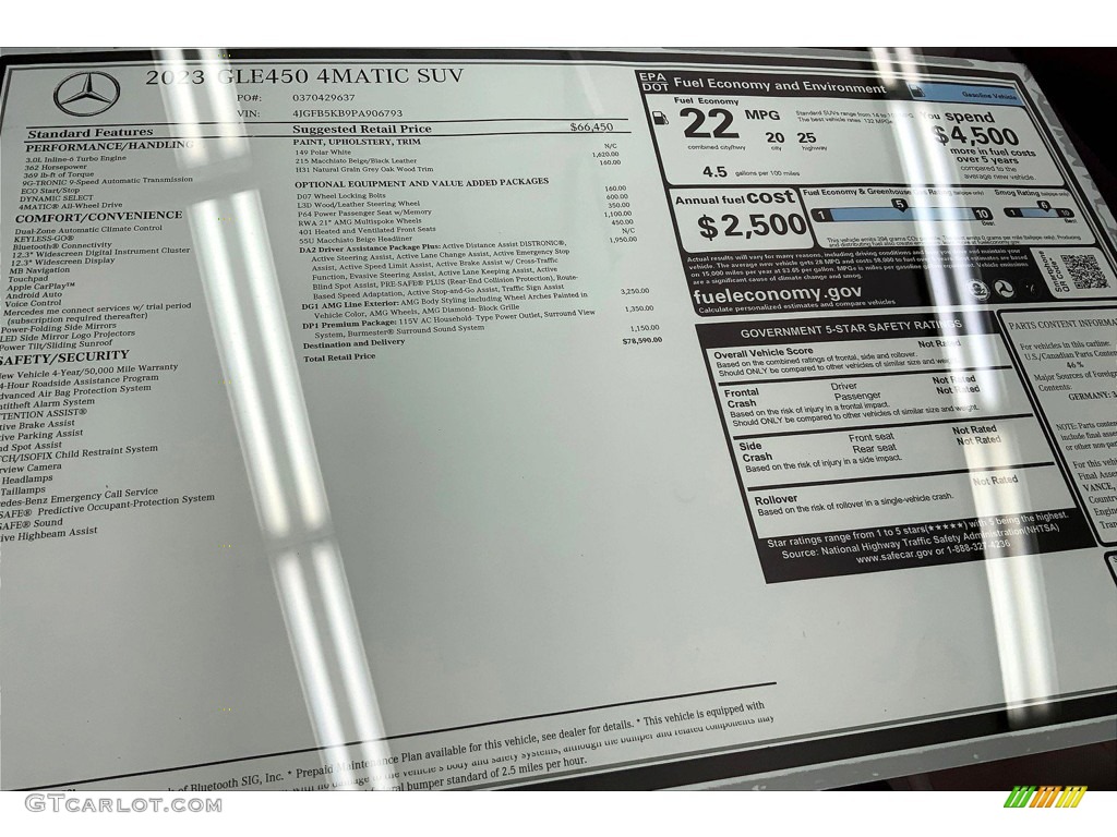 2023 Mercedes-Benz GLE 450 4Matic Window Sticker Photo #145501186