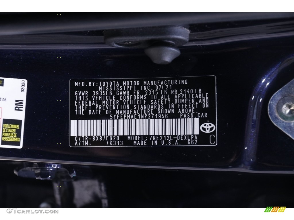 2022 Corolla LE - Blueprint / Black photo #19