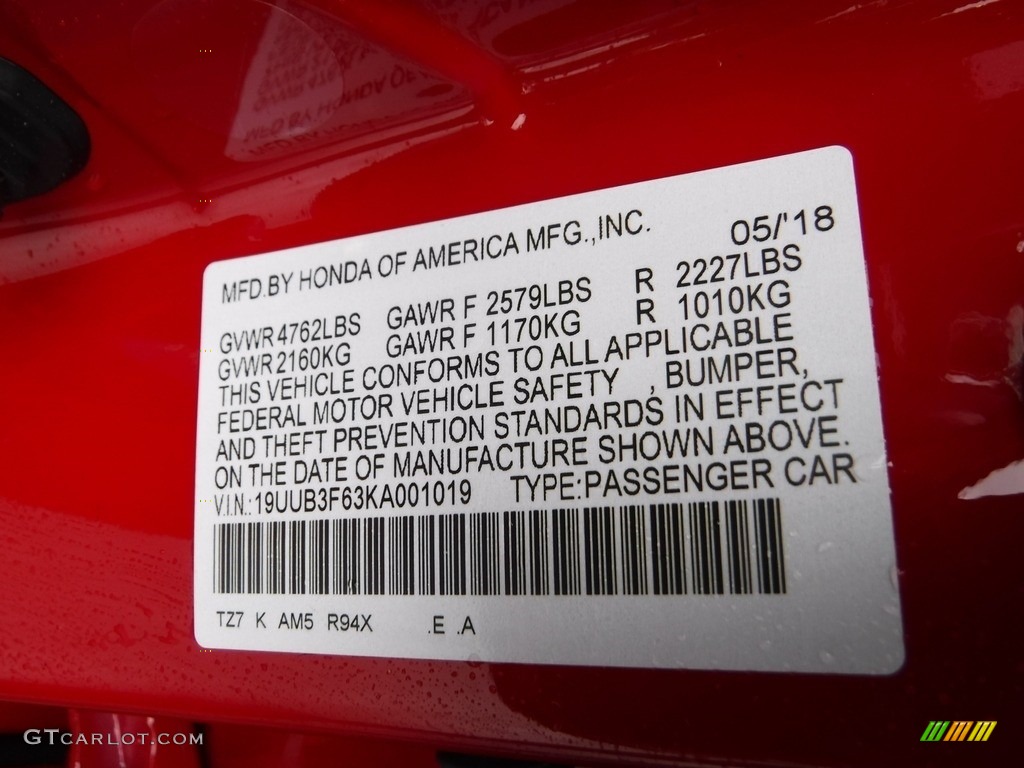 2019 Acura TLX V6 SH-AWD A-Spec Sedan Color Code Photos