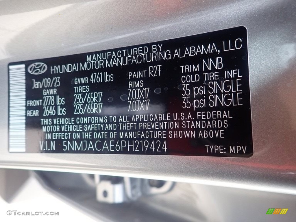 2023 Tucson Color Code R2T for Shimmering Silver Photo #145507689