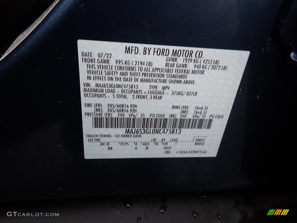 2022 EcoSport SE 4WD - Blue Metallic / Medium Stone photo #20