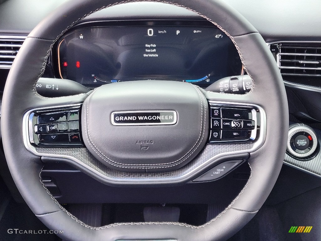 2023 Jeep Grand Wagoneer Obsidian 4x4 Global Black Steering Wheel Photo #145508055