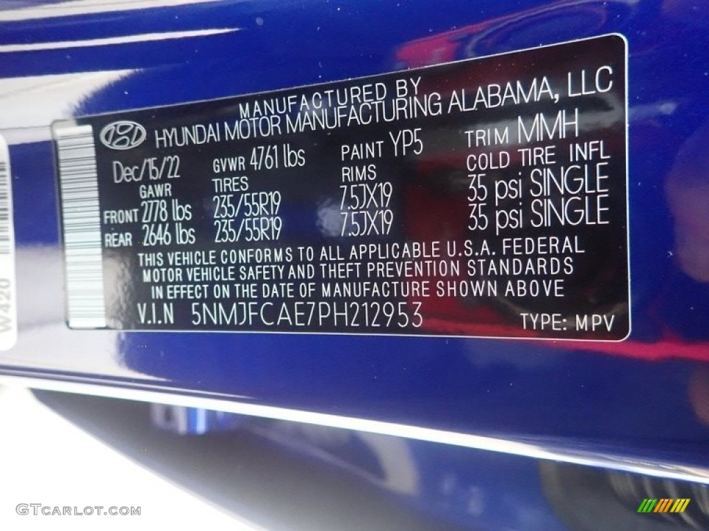 2023 Tucson Color Code YP5 for Intense Blue Photo #145509429