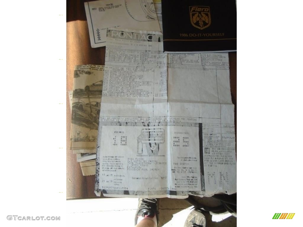 1986 Pontiac Fiero GT Window Sticker Photos