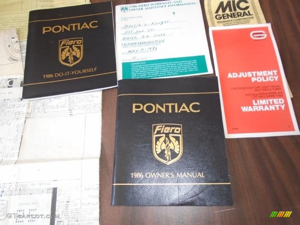 1986 Pontiac Fiero GT Books/Manuals Photos