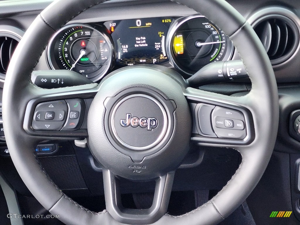 2023 Jeep Wrangler Unlimited Willys 4XE Hybrid Black Steering Wheel Photo #145511979