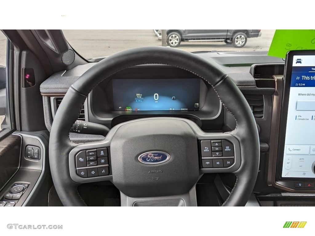 2023 Ford F150 Lightning Lariat 4x4 Black/Slate Gray Steering Wheel Photo #145512198